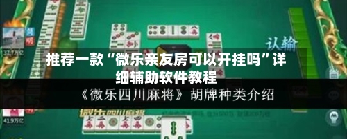 推荐一款“微乐亲友房可以开挂吗”详细辅助软件教程